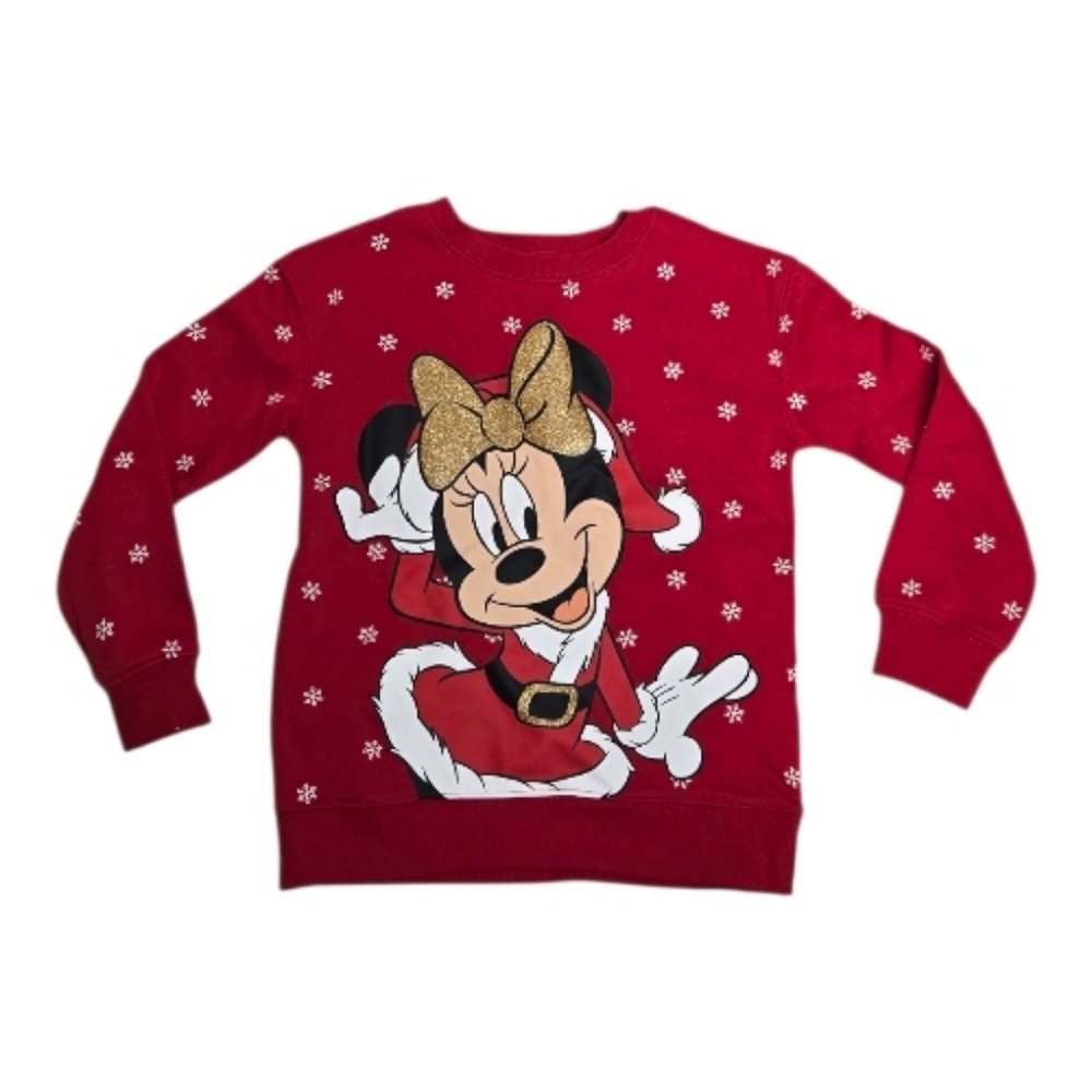 DISNEY Minnie Mouse red snowflake Christmas‎ sweater sweatshirt 6/6X